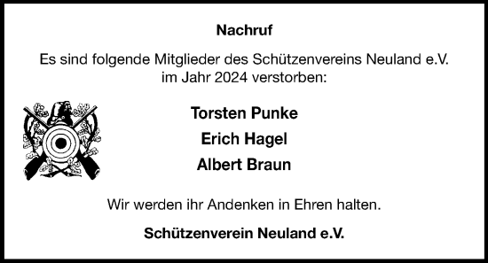 Traueranzeige von Erich Hagel von Nordwest-Zeitung