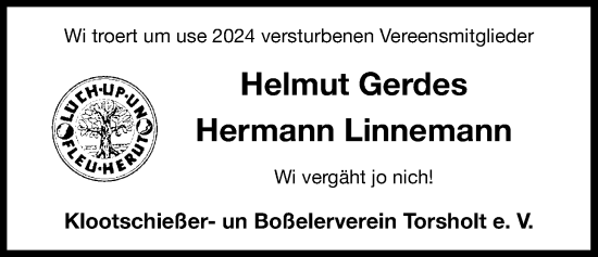 Traueranzeige von Helmut Gerdes von Nordwest-Zeitung