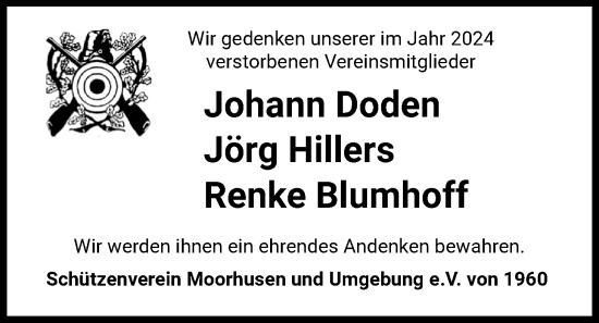 Traueranzeige von Im Gedenken 2024 SV Moorhusen von Emder Zeitung
