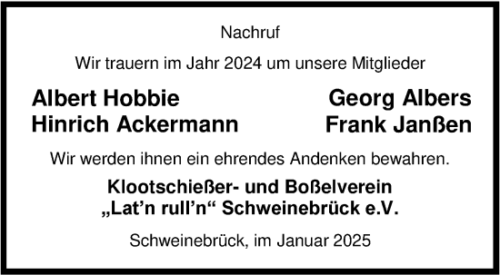 Traueranzeige von In Gedenken von Nordwest-Zeitung