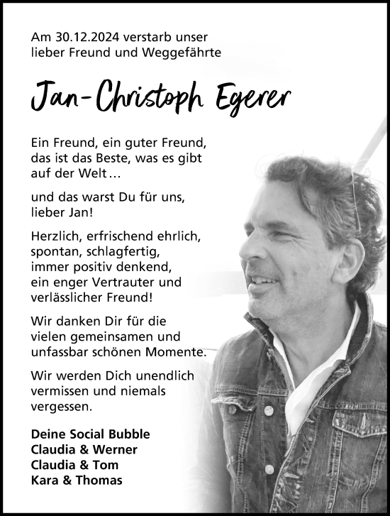 Traueranzeige von Jan-Christoph Egerer von Nordwest-Zeitung