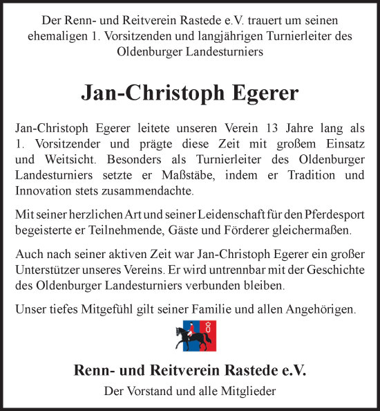 Traueranzeige von Jan-Christoph Egerer von Nordwest-Zeitung