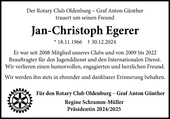 Traueranzeige von Jan-Christoph Egerer von Nordwest-Zeitung