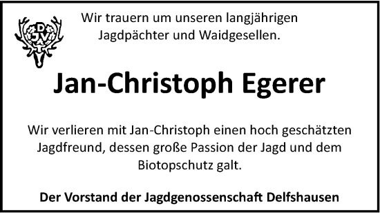 Traueranzeige von Jan-Christoph Egerer von Nordwest-Zeitung