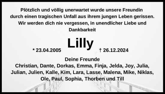 Traueranzeige von Lilly Konarek von Nordwest-Zeitung