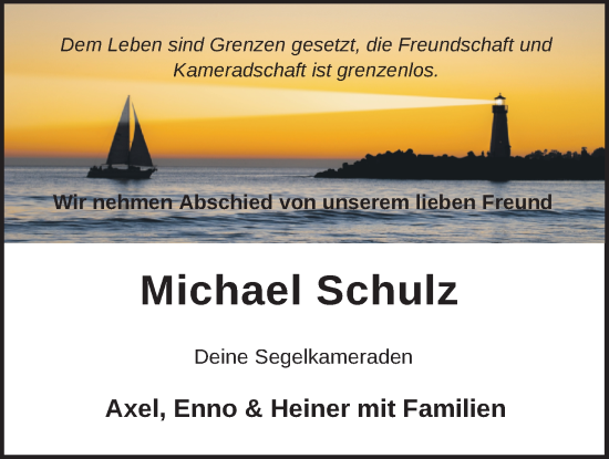 Traueranzeige von Michael Schulz von Nordwest-Zeitung