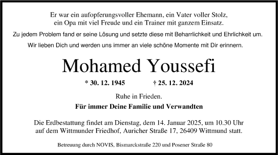 Traueranzeige von Mohamed Youssefi von WZ/JW/AH