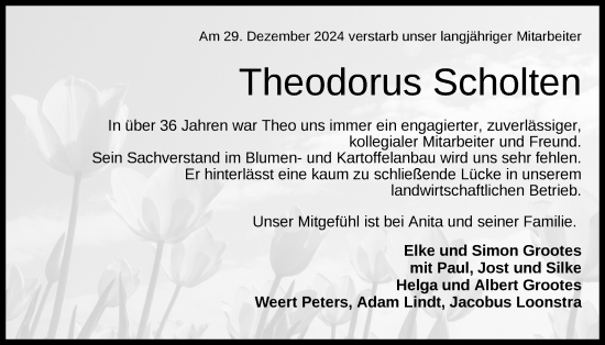Traueranzeige von Theodorus Scholten von WZ/JW/AH