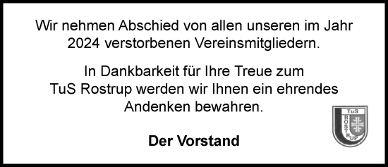 Traueranzeige von verst. Mitglieder 2024 von Nordwest-Zeitung