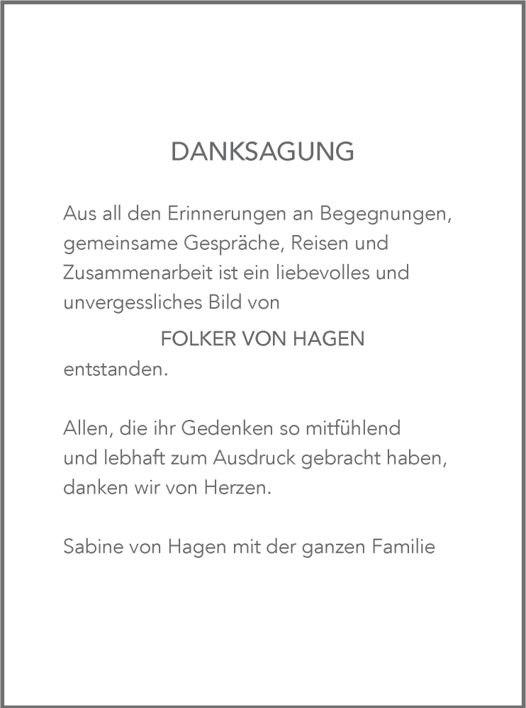  Traueranzeige für Folker von Hagen vom 25.10.2025 aus Nordwest-Zeitung