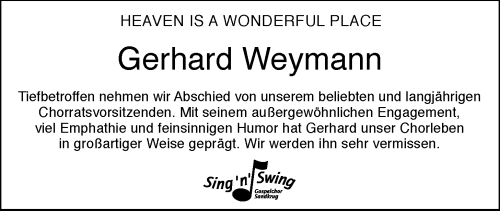  Traueranzeige für Gerhard Weymann vom 25.10.2025 aus Nordwest-Zeitung