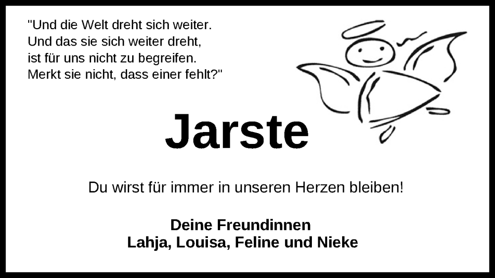  Traueranzeige für Jarste Busch vom 25.10.2025 aus Nordwest-Zeitung