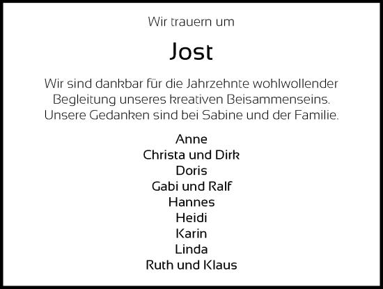 Traueranzeige von Jost Löhr von Nordwest-Zeitung