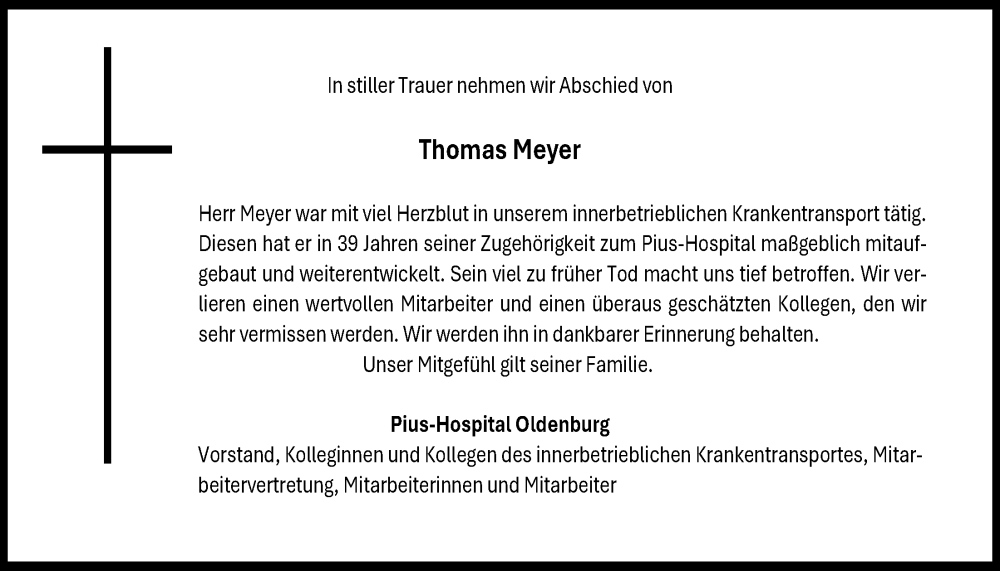  Traueranzeige für Thomas Meyer vom 04.10.2025 aus Nordwest-Zeitung