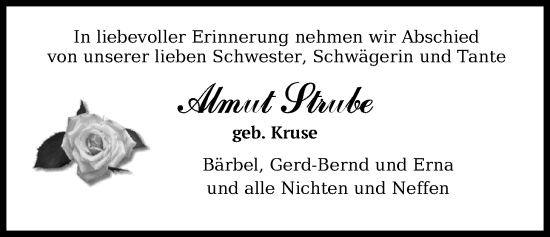 Traueranzeige von Almut Strube von Nordwest-Zeitung
