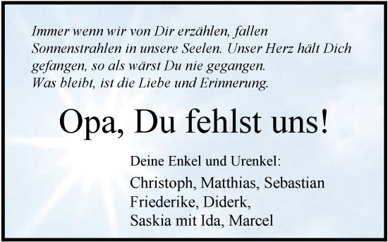 Traueranzeige von Karl-Heinz Oltmanns von Nordwest-Zeitung