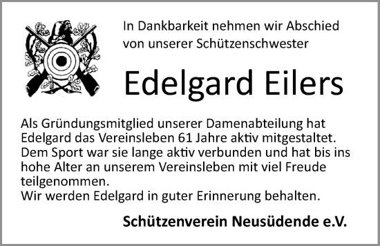 Traueranzeige von Edelgard Eilers von Nordwest-Zeitung