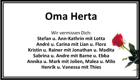 Traueranzeige von Herta Neumann-Witton von Nordwest-Zeitung