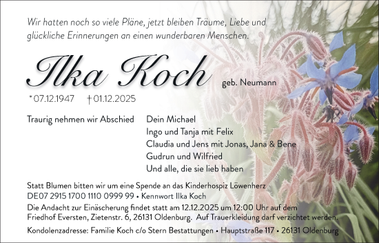 Traueranzeige von Ilka Koch von Nordwest-Zeitung