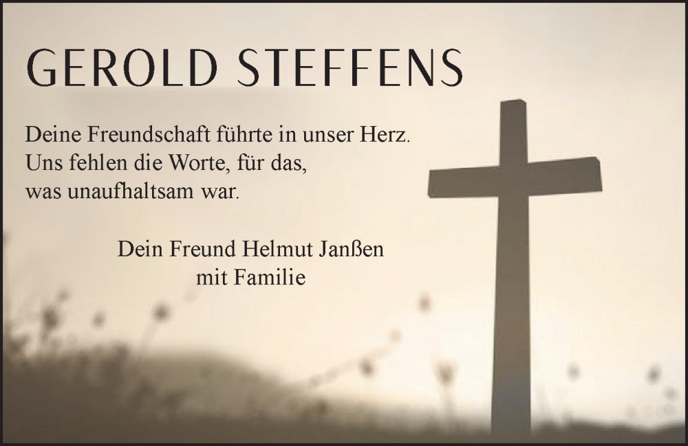  Traueranzeige für Gerold Steffens vom 28.02.2025 aus WZ/JW/AH