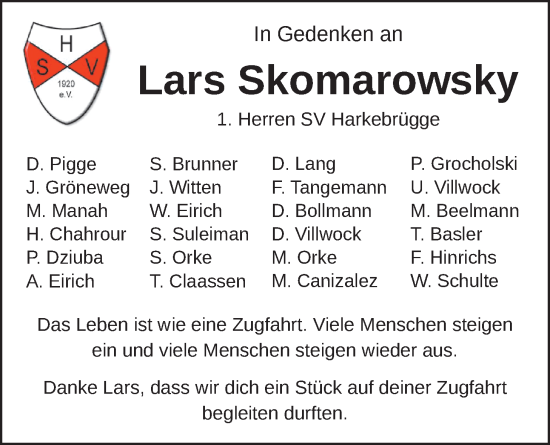 Traueranzeige von Lars Skomarowsky von Nordwest-Zeitung
