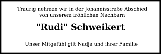 Traueranzeige von Rudi Schweikert von WZ/JW/AH