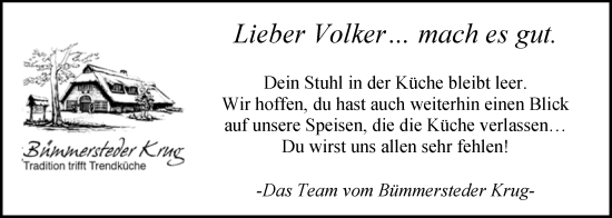 Traueranzeige von Volker Abel von Nordwest-Zeitung