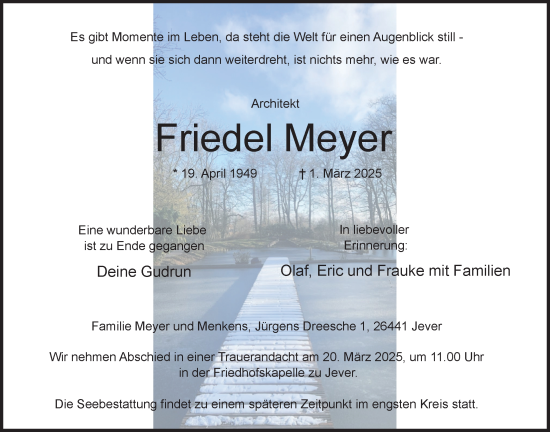 Traueranzeige von Friedel Meyer von WZ/JW/AH