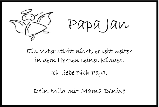 Traueranzeige von Jan Schilling von WZ/JW/AH