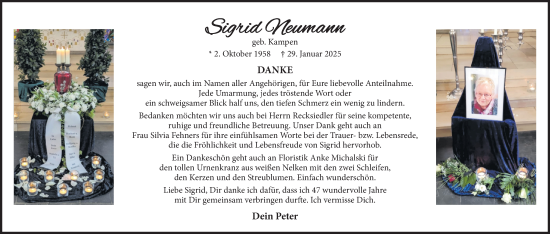 Traueranzeige von Sigrid Neumann von Nordwest-Zeitung