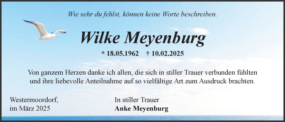  Traueranzeige für Wilke Meyenburg vom 22.03.2025 aus Emder Zeitung