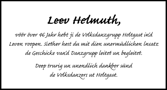 Traueranzeige von Helmuth  Ihnen von WZ/JW/AH