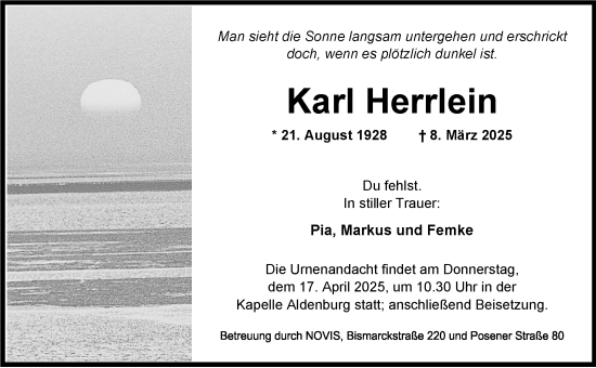 Traueranzeige von Karl Herrlein von WZ/JW/AH