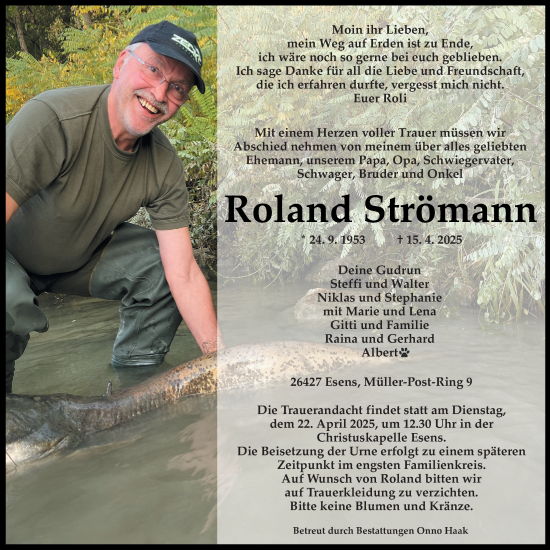 Traueranzeige von Roland Strömann von WZ/JW/AH