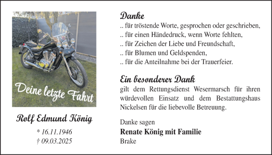 Traueranzeige von Rolf  König von Nordwest-Zeitung