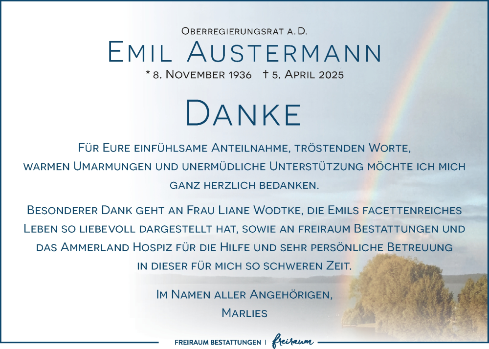  Traueranzeige für Emil Austermann vom 02.05.2025 aus Nordwest-Zeitung