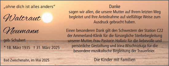 Traueranzeige von Waltraut Neumann von Nordwest-Zeitung