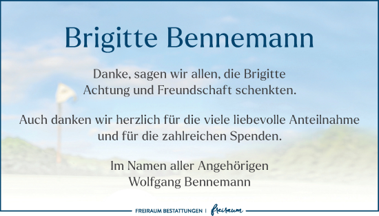 Traueranzeige von Brigitte Bennemann von Nordwest-Zeitung