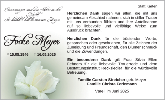 Traueranzeige von Focke Meyer von Nordwest-Zeitung