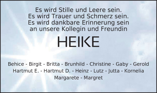 Traueranzeige von Heike Knöfel von Nordwest-Zeitung