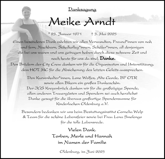 Traueranzeige von Meike Arndt von Nordwest-Zeitung