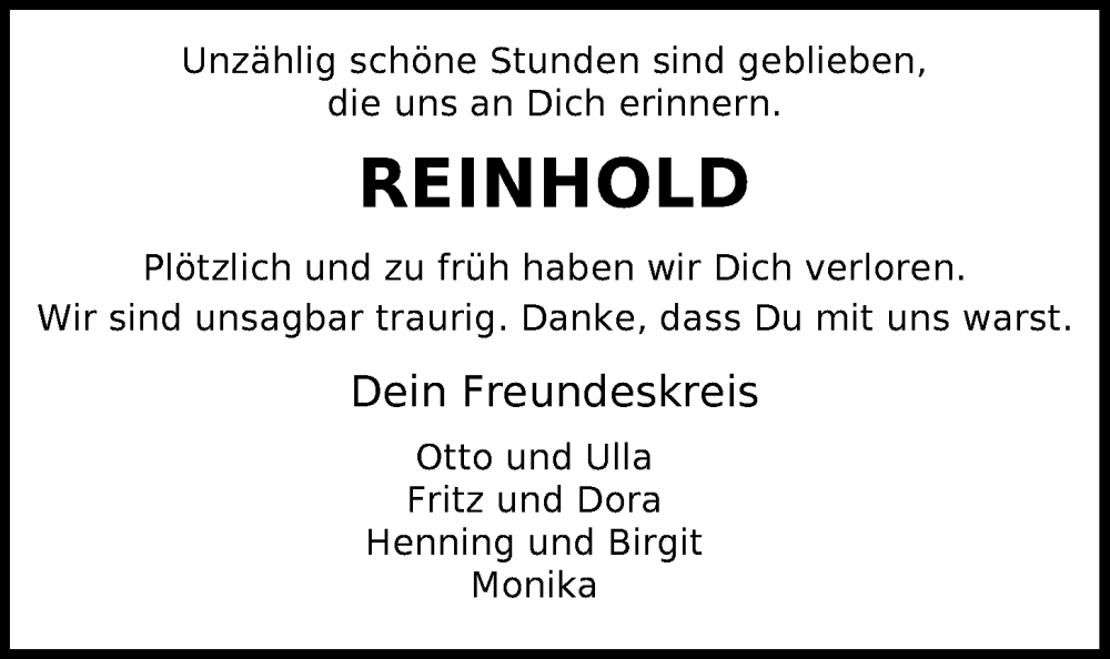  Traueranzeige für Reinhold Schlüters vom 21.06.2025 aus Nordwest-Zeitung