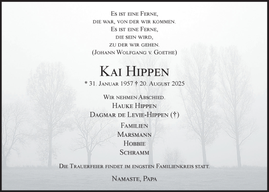 Traueranzeige von Kai Hippen von Nordwest-Zeitung