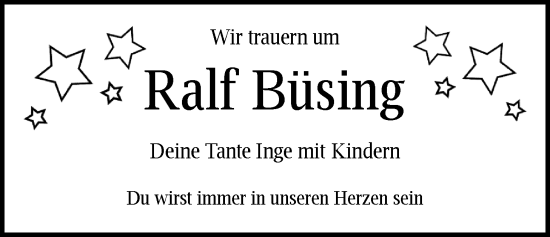 Traueranzeige von Ralf Büsing von Nordwest-Zeitung