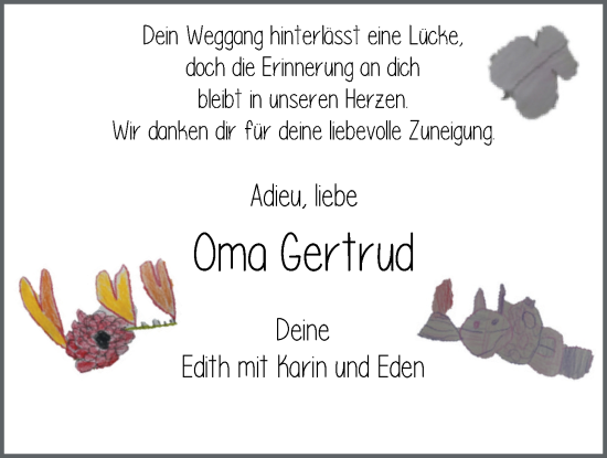 Traueranzeige von Gertrud  von Nordwest-Zeitung