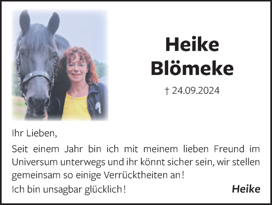 Traueranzeige von Heike Blömeke von Nordwest-Zeitung