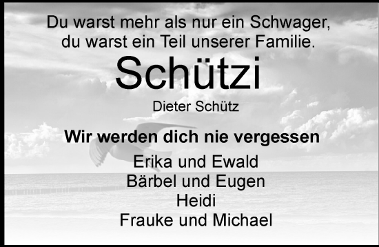 Traueranzeige von Dieter Schütz von WZ/JW/AH