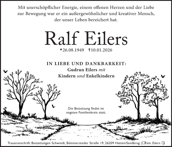Traueranzeige von Ralf Eilers von Nordwest-Zeitung