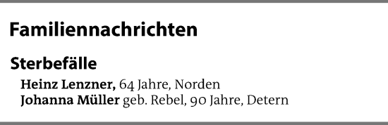 Traueranzeige von Familiennachrichten vom 29.01.2026 von Emder Zeitung