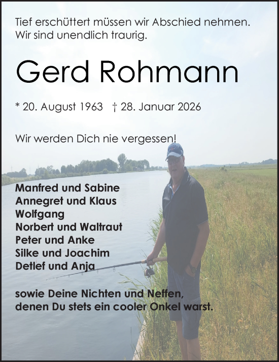 Traueranzeige von Gerd Rohmann von Emder Zeitung